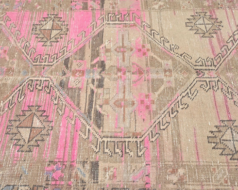 11 Ft Vintage Brown Persian Style Hand Knotted Low Pile Wool Runner Rug